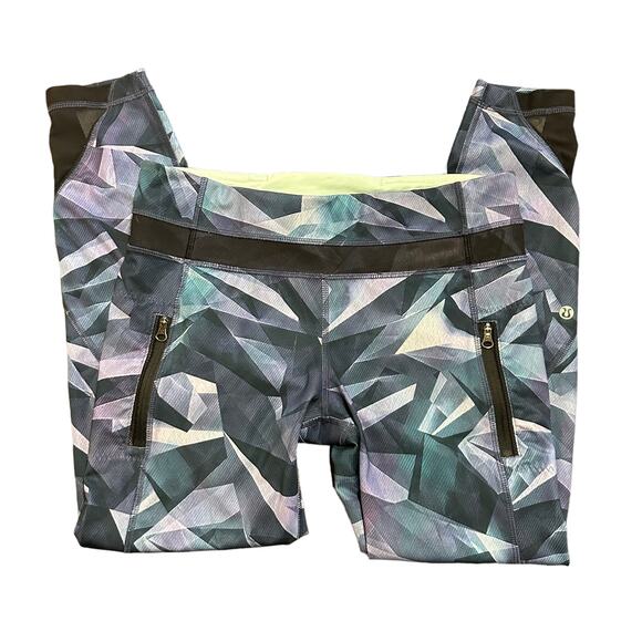 Lululemon Womens leggings blue purple green abstract pockets Size 8 - Picture 2 of 7